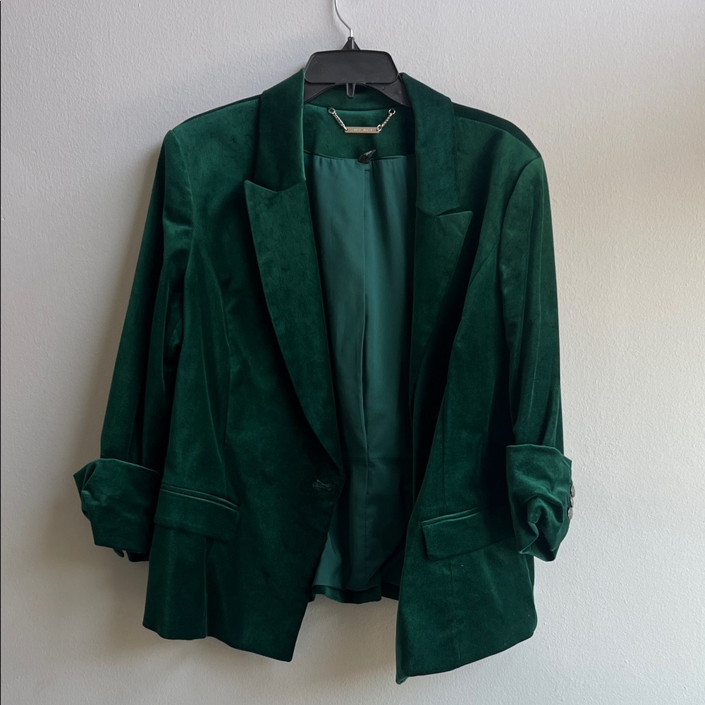 White House Black Market Green Velvet Blazer